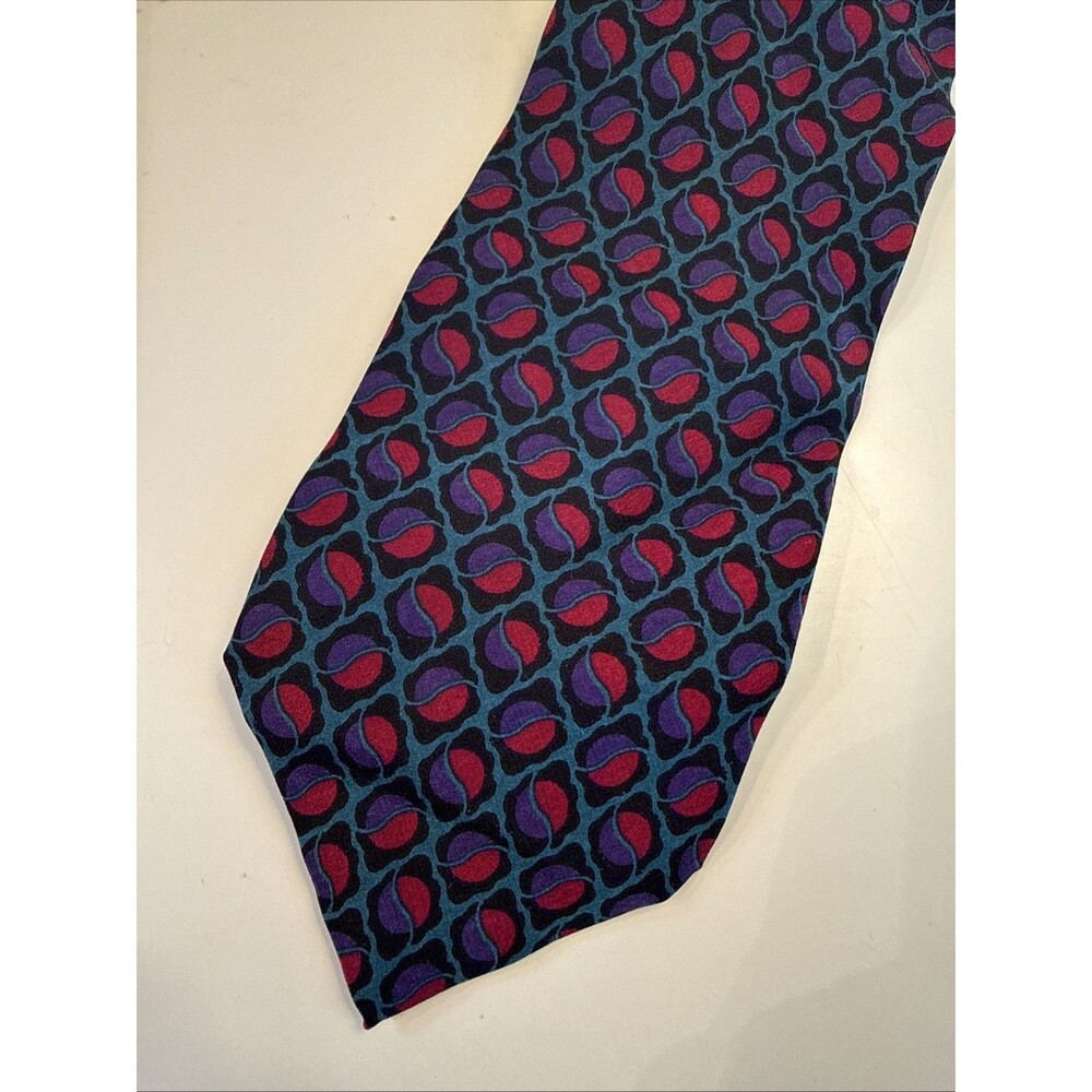 RETRO 90s SILK TIE Kenneth Cole 100% Silk Teal Purple Pink Abstract Tie